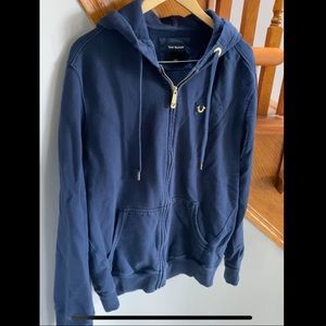 True Religion Zip up Sweater in blue.